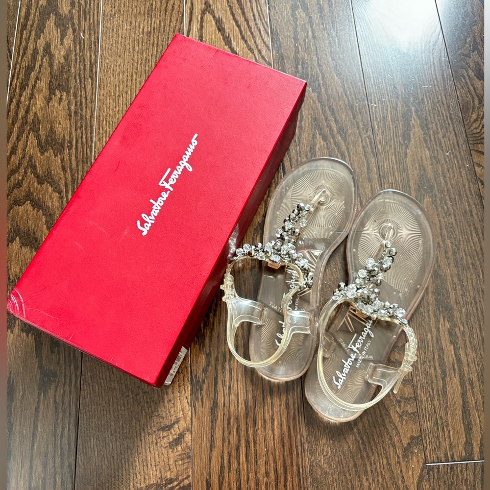 Authentic Ferragamo transparent sandals/flats